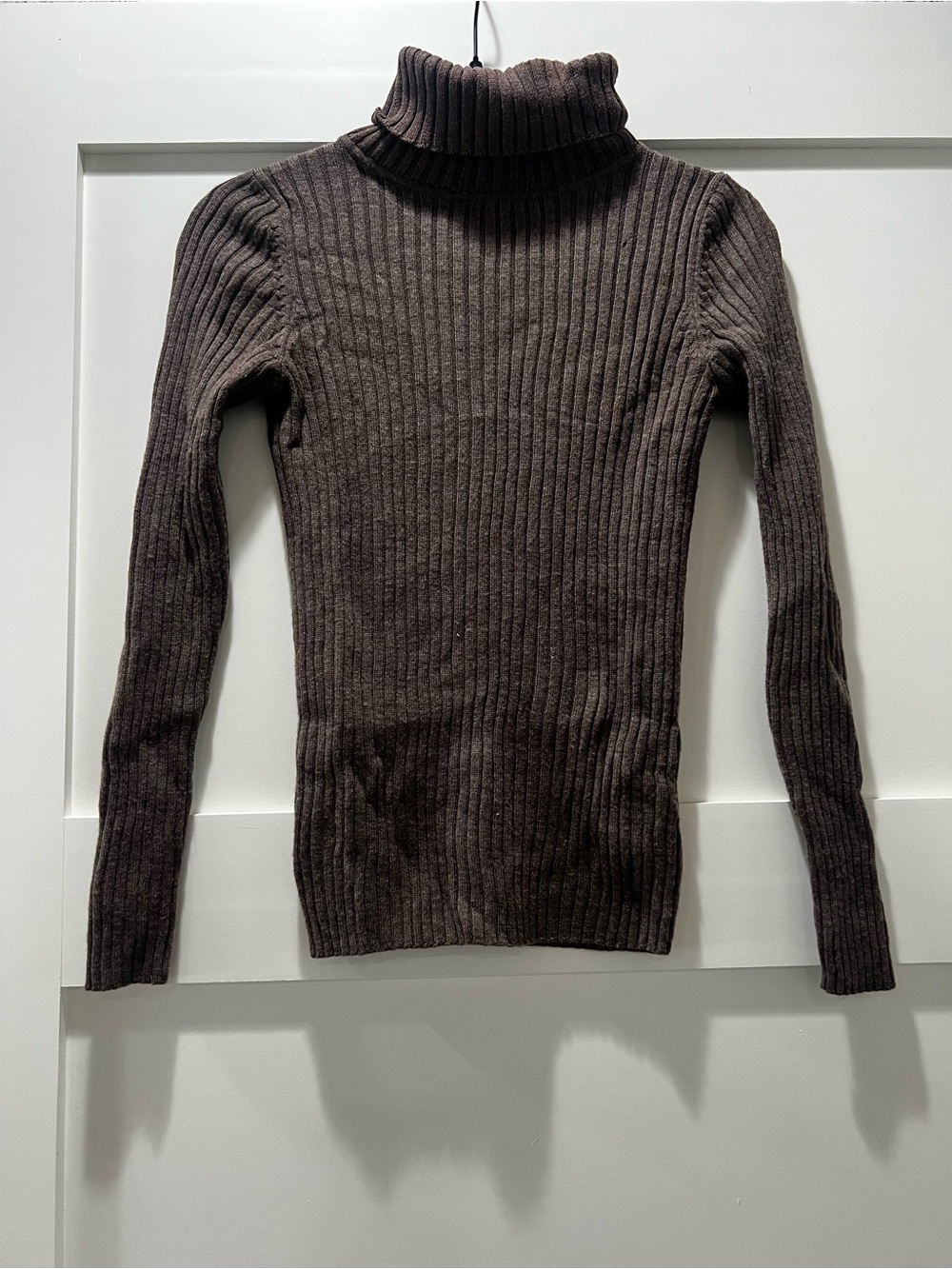 Muji Women’s Ribbed Turtleneck Sweater - Brown